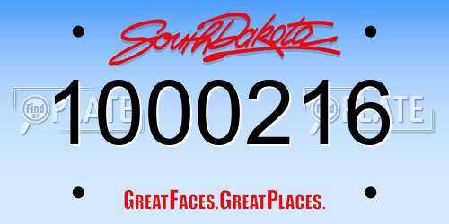 1000216 South Dakota License Plate