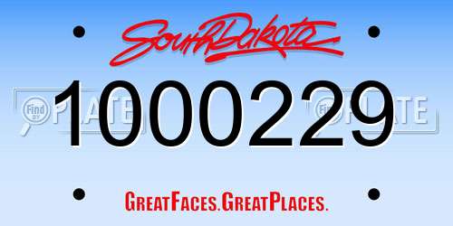 1000229 South Dakota License Plate