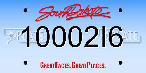 10002I6 South Dakota License Plate