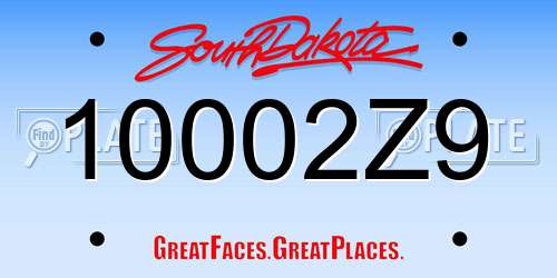 10002Z9 South Dakota License Plate