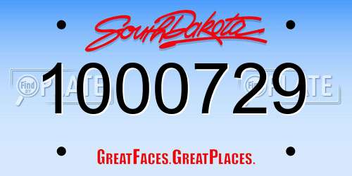 1000729 South Dakota License Plate