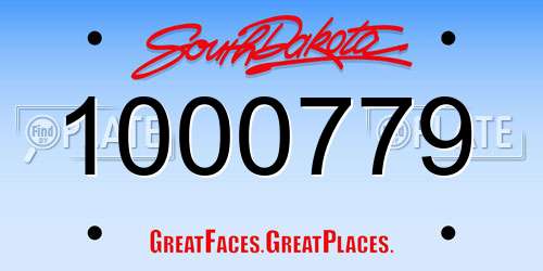 1000779 South Dakota License Plate