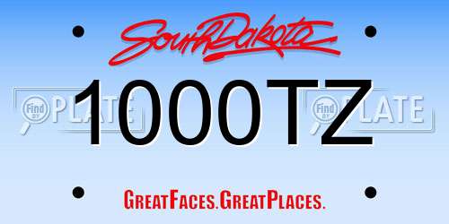 1000TZ South Dakota License Plate