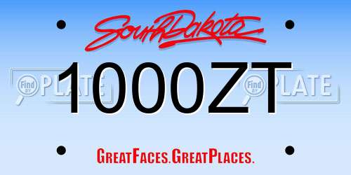 1000ZT South Dakota License Plate