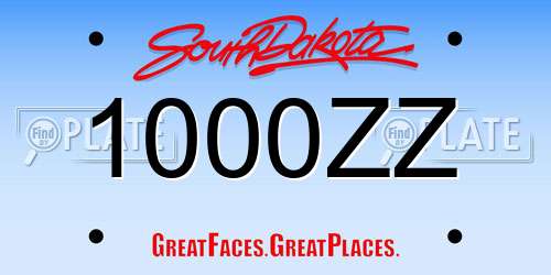 1000ZZ South Dakota License Plate