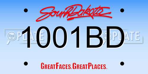 1001BD South Dakota License Plate