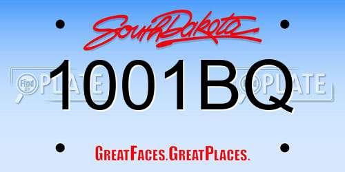 1001BQ South Dakota License Plate
