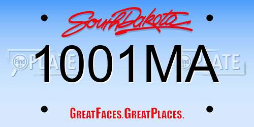 1001MA South Dakota License Plate