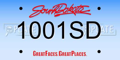 1001SD South Dakota License Plate
