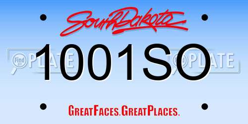 1001SO South Dakota License Plate
