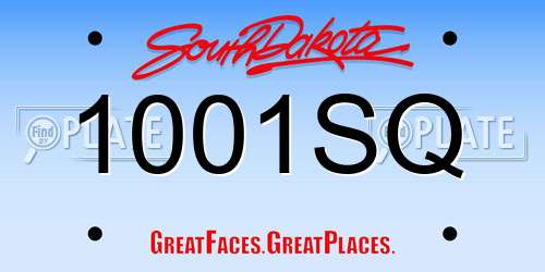 1001SQ South Dakota License Plate