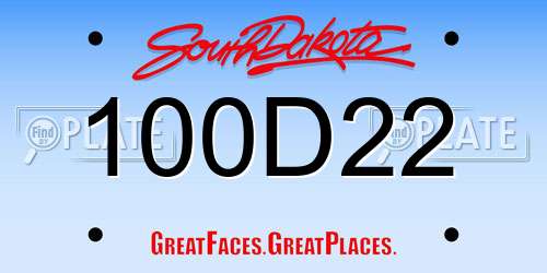 100D22 South Dakota License Plate