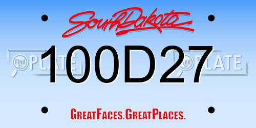 100D27 South Dakota License Plate
