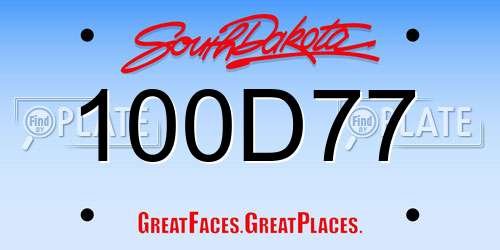 100D77 South Dakota License Plate
