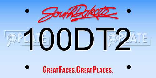 100DT2 South Dakota License Plate