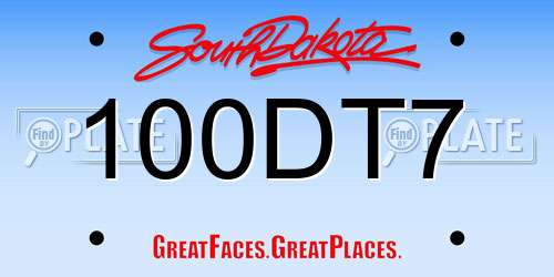 100DT7 South Dakota License Plate
