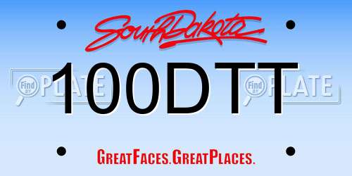 100DTT South Dakota License Plate