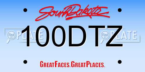 100DTZ South Dakota License Plate