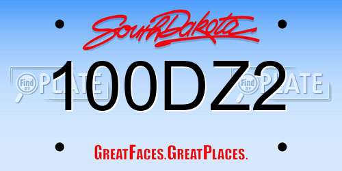 100DZ2 South Dakota License Plate