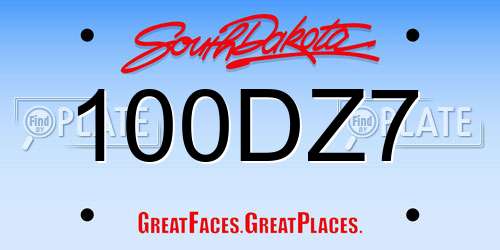100DZ7 South Dakota License Plate