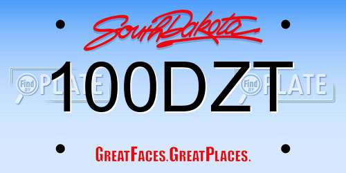 100DZT South Dakota License Plate