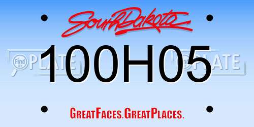 100H05 South Dakota License Plate