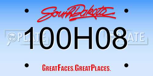 100H08 South Dakota License Plate
