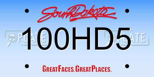 100HD5 South Dakota License Plate