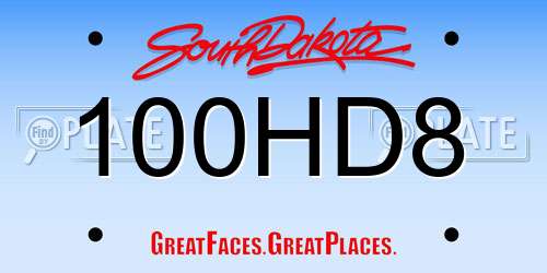 100HD8 South Dakota License Plate