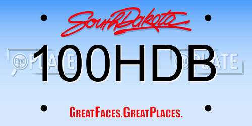 100HDB South Dakota License Plate