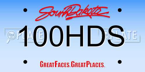 100HDS South Dakota License Plate
