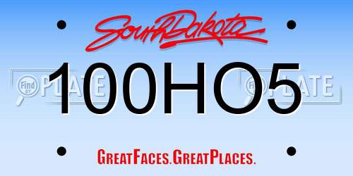 100HO5 South Dakota License Plate