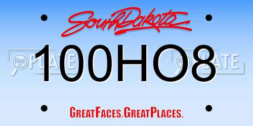 100HO8 South Dakota License Plate