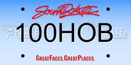 100HOB South Dakota License Plate
