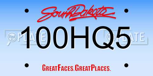 100HQ5 South Dakota License Plate