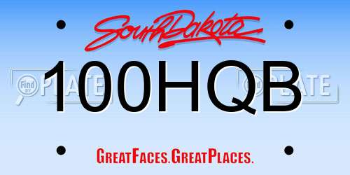 100HQB South Dakota License Plate