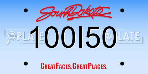 100I50 South Dakota License Plate