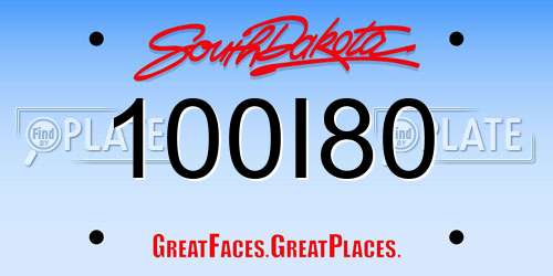 100I80 South Dakota License Plate