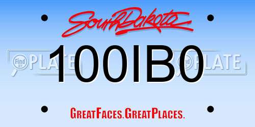 100IB0 South Dakota License Plate