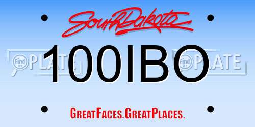 100IBO South Dakota License Plate