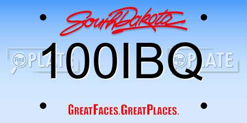 100IBQ South Dakota License Plate