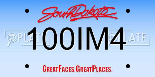100IM4 South Dakota License Plate