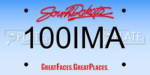 100IMA South Dakota License Plate