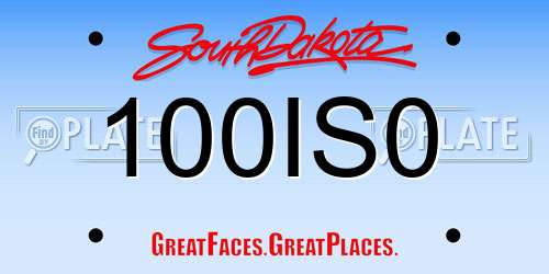100IS0 South Dakota License Plate
