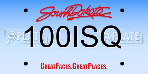 100ISQ South Dakota License Plate