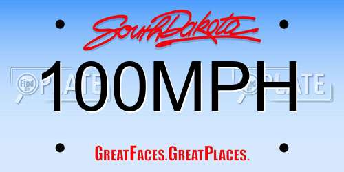 100MPH South Dakota License Plate