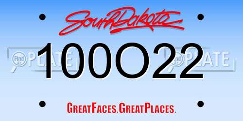 100O22 South Dakota License Plate