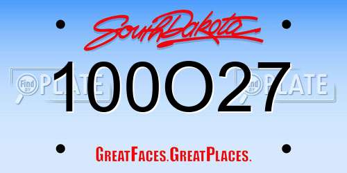 100O27 South Dakota License Plate