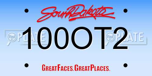 100OT2 South Dakota License Plate