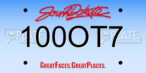 100OT7 South Dakota License Plate
